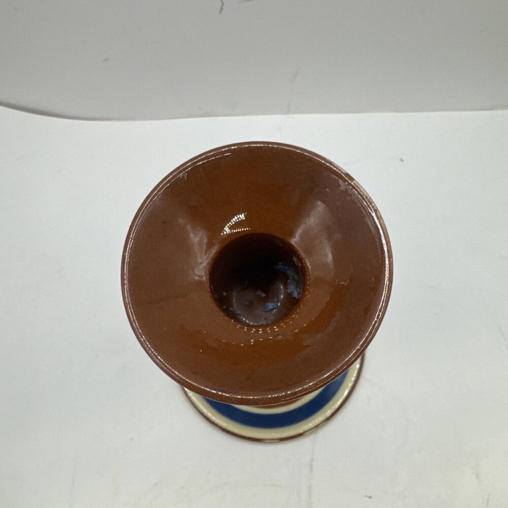 Aller Vale Torquay pottery motto Ware Candlestick Blues Rusts Creams 6.5 In - Picture 5 of 8